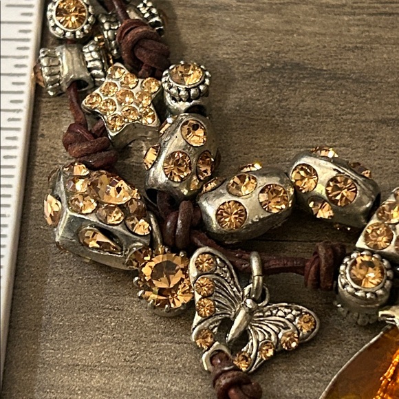 Otazu Classic Leather and Crystal Statement Necklace #G036 butterfly star - Picture 11 of 11